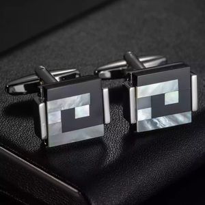 Retro Black Onyx and Mother of Pearl Spiral Cufflinks